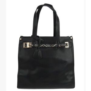 Black & Goldtone Geometric-Accent Tote